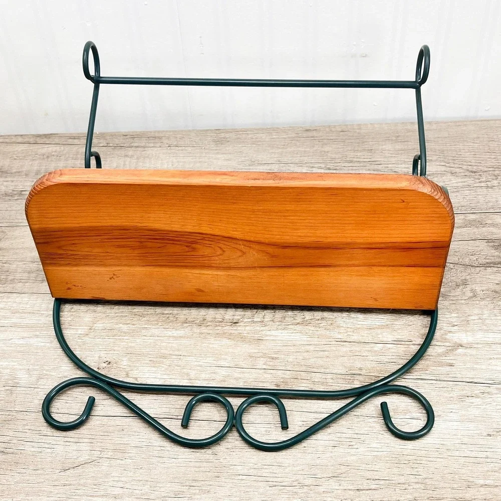 Vintage Bathroom Shelf with Towel Bar: Hunter Green Kitchen Shelf